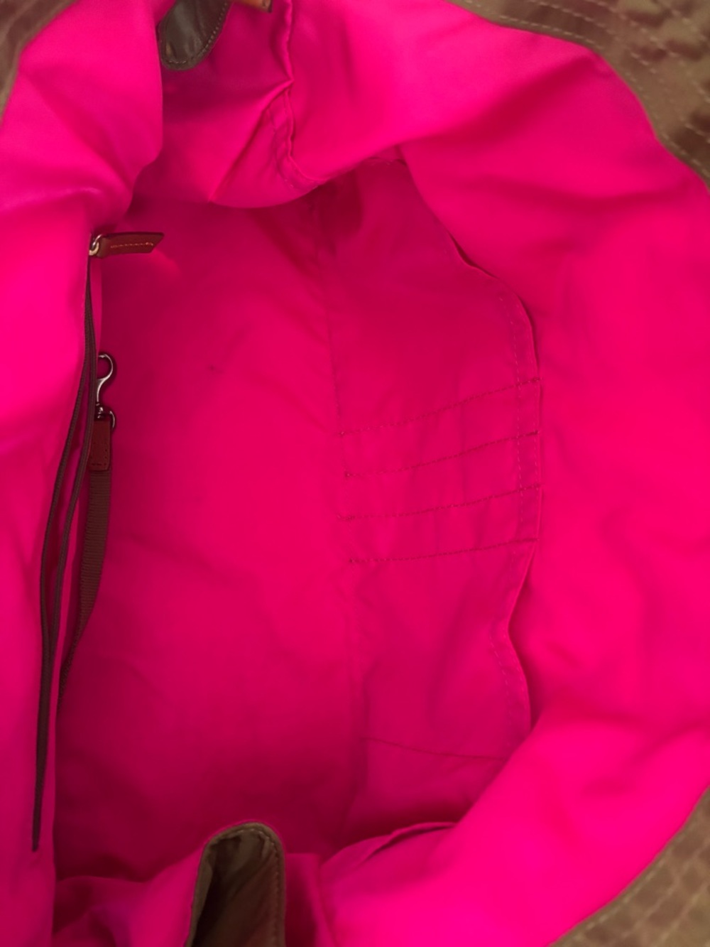 Dooney & Bourke Khaki Tote with Brown Leather Straps - Picture 3 of 4